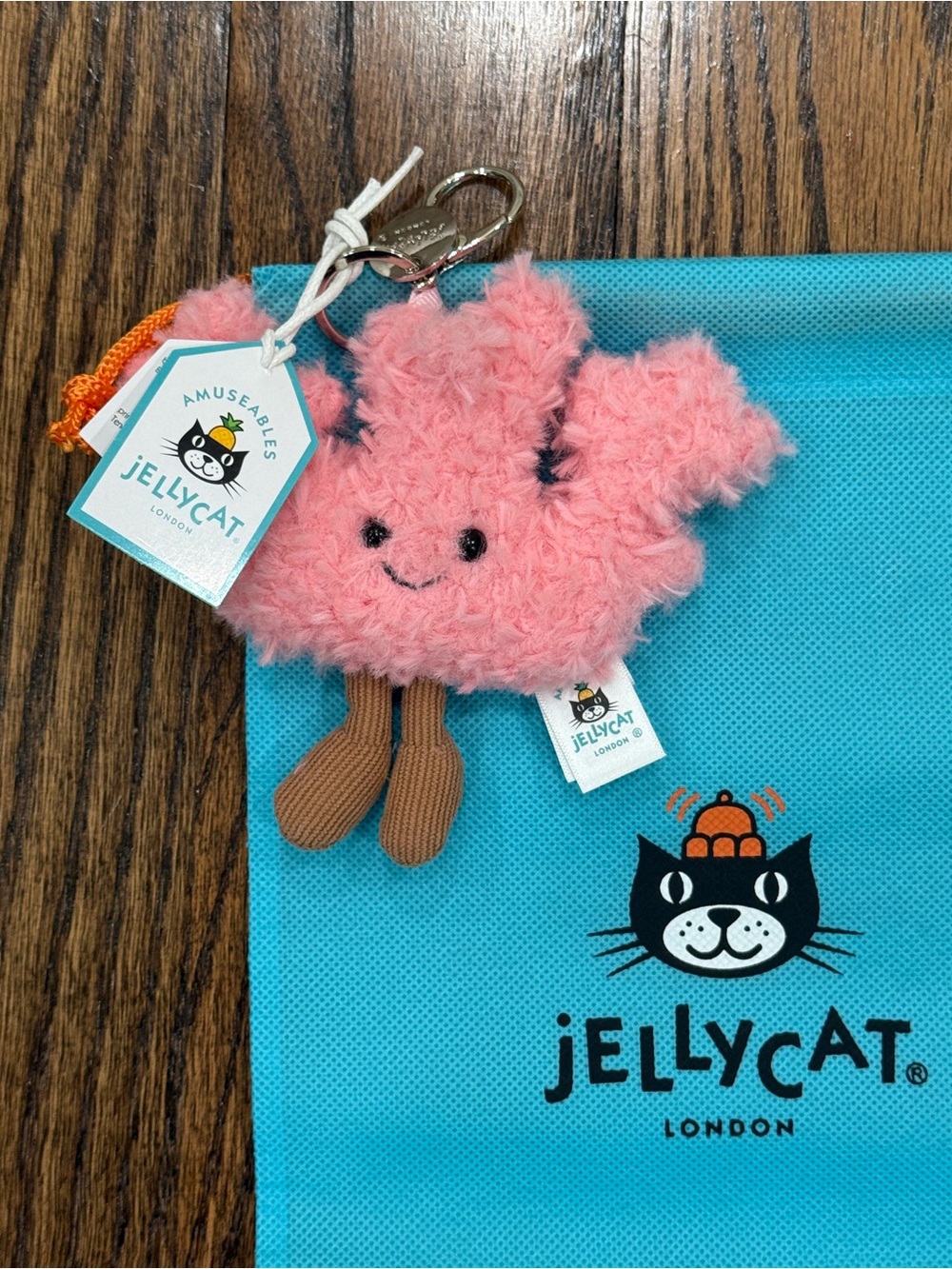 Jellycat Amuseables Coral bag charm keychain NWT
